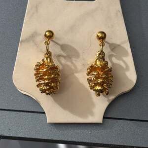 Gold Pine Cone Earrings in 14K Gold Plated With 14K Gold Filled Posts/studs